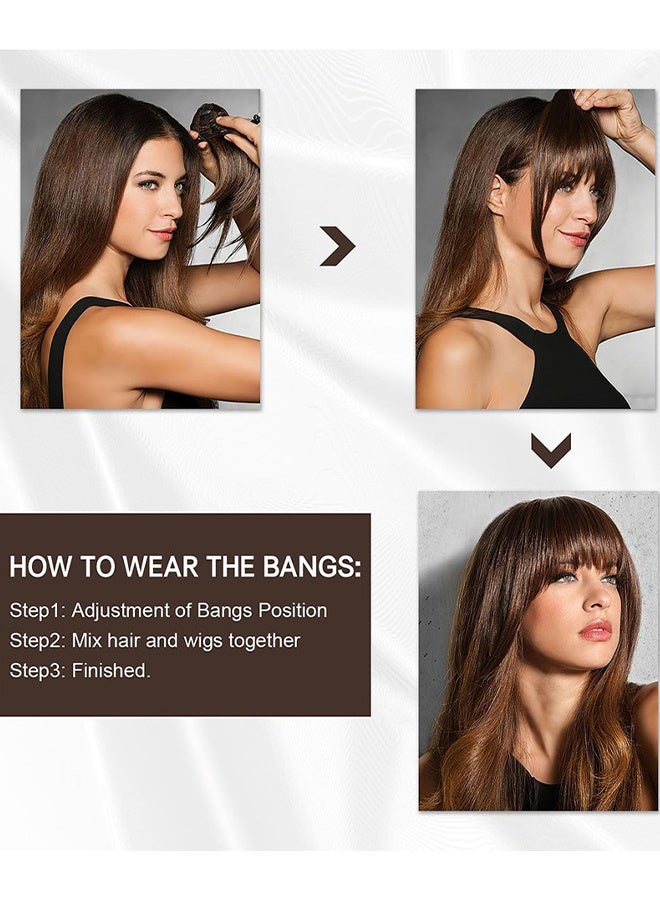 Happy D 2PCS Clip-in Bangs, 100% Human Hair Extensions, Lightweight Bangs for Women, Can Be Paired with Sideburn Hairpieces, Brown and Black - Image 5